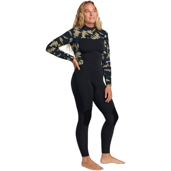 2025 Roxy Womens Swell Natural 4/3mm Back Zip Wetsuit 26BW213512 - Black Floral